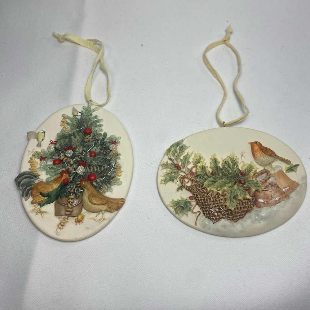 2 Vintage 1996 Marjolein Bastin Birds Christmas Tree Ornaments  Hallmark set 2